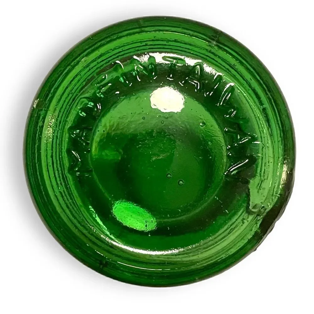 Vintage Wheaton Glass Liberty Bell Miniature Green Bottle